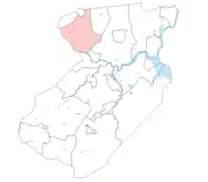 Location of Piscataway Township in Middlesex County highlighted in pink.