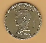 Rizal on the obverse side of a 1970 Philippine peso coin