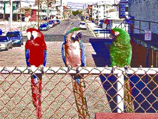 Simulated image as displayed using PCjr 640 × 200 mode with 4 colors