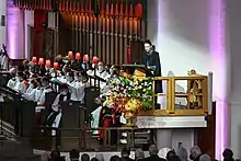 Prime Minister Jacinda Ardern speaking at the service of celebration at St Paul's Cathedral, Wellington