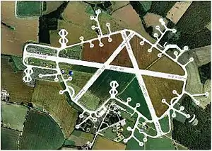 Aerial photograph of Podington airfield overlay.