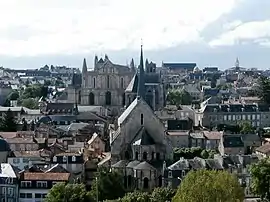 Historic centre of Poitiers with Church of Saint-Radegund, Cathedral of Saint-Pierre and the Palace of Poitiers in the background