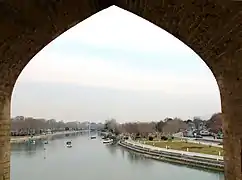 A view seen from within the Khaju Bridge