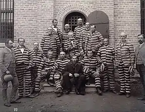 Black-and-white prison uniforms