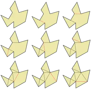 Polygon Greedy triangulation steps