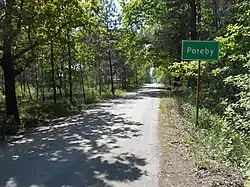 Street and road sign of Poręby