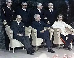 Image 31Clement Attlee, Harry Truman and Joseph Stalin at the Potsdam Conference, c.28 July – 1 August 1945 (from Diplomatic history of World War II)