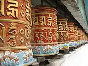 Prayer wheels in the Rumtek Monastery.