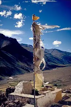 Image 40Tibetan prayer flag, by Moumine (from Wikipedia:Featured pictures/Culture, entertainment, and lifestyle/Religion and mythology)