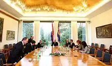 President Josipović chairing a meeting in the North Salon.