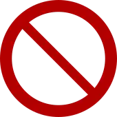  The design of the "no ghosts" logo features a diagonal bar that runs through a red circle from top-left to bottom-right.