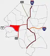 Location of Olneyville within Providence