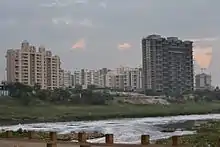 High-rise buildings, seen across water