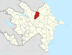 Map of Azerbaijan showing Qabala District