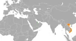 Map indicating locations of Qatar and Vietnam