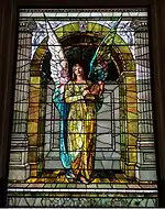 Praise Angel (1890), window at Monticello Seminary