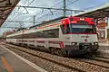 Renfe Class 447 electric multiple unit stopped in Silla (Spanish province of Valencia) station.