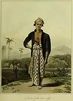 A Javanese man of the lower class, from The History of Java by Thomas Stamford Raffles (1817)