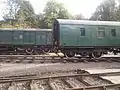 Railway vehicles in the partially relaid yard, October 2008.