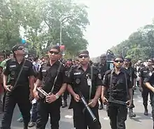 Rapid Action Battalion of Bangladesh armed with MP5K (except the second from right).