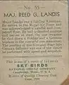 Major Reed G. Landis trading card 1934 (back)