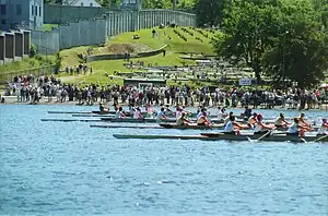 Photo of boat race and spectators