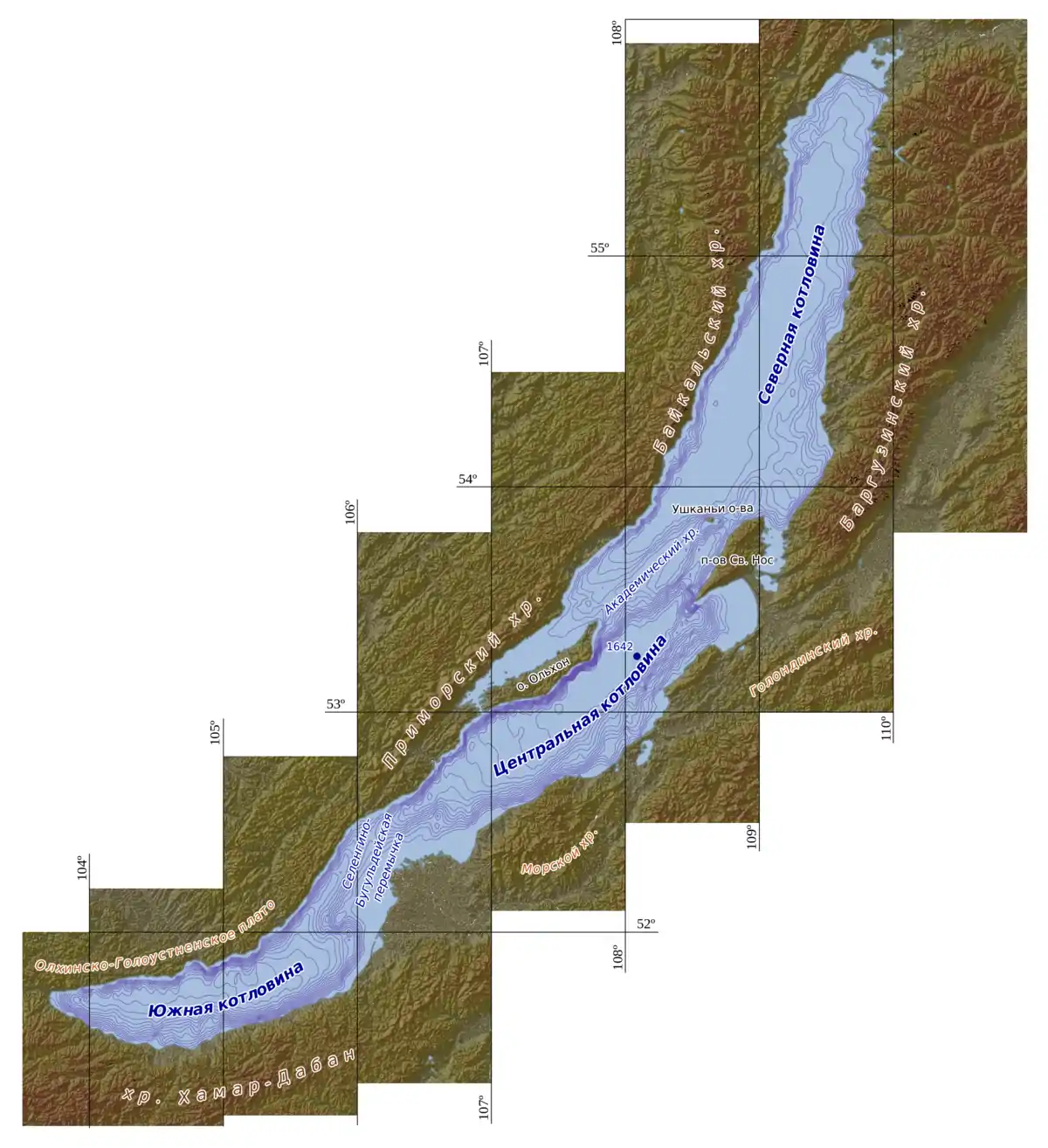 Relief map showing the Academician underwater ridge.