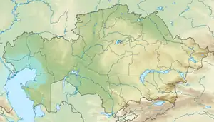 Location of Lake Chagan in Kazakhstan.