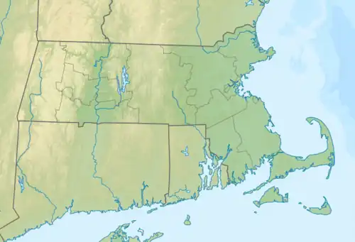 Location of Narragansett Pond in Massachusetts, USA.