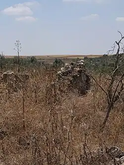 Façade of ruined house in Khirbet Dhikrin