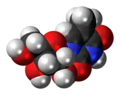 Space-filling model of the 5-methyluridine molecule