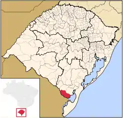 Location of Jaguarão in Rio Grande do Sul