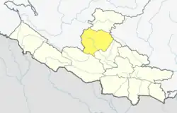 Location of Rolpa (dark yellow) in Lumbini Province