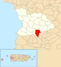 Location of Rosario within the municipality of Mayagüez shown in red