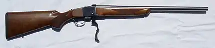 Ruger No. 1 single-shot falling-block rifle in .243 Winchester with custom barrel with action open