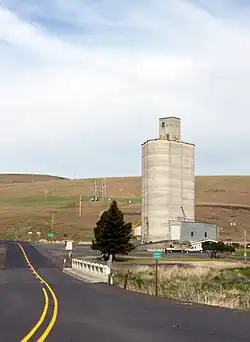 Grain elevator along Oregon Route 206 in Ruggs