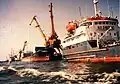 Russian ships docking in Bandar-e Anzali harbour