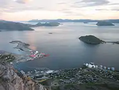 Rypefjord harbour at night