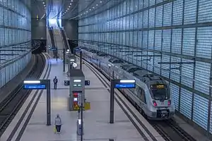 A train at Leipzig Wilhelm-Leuschner-Platz railway station