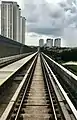 Stretch of straight tracks from Surian MRT station towards Kota Damansara MRT station.