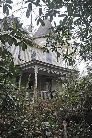 Front of the house showing the turret