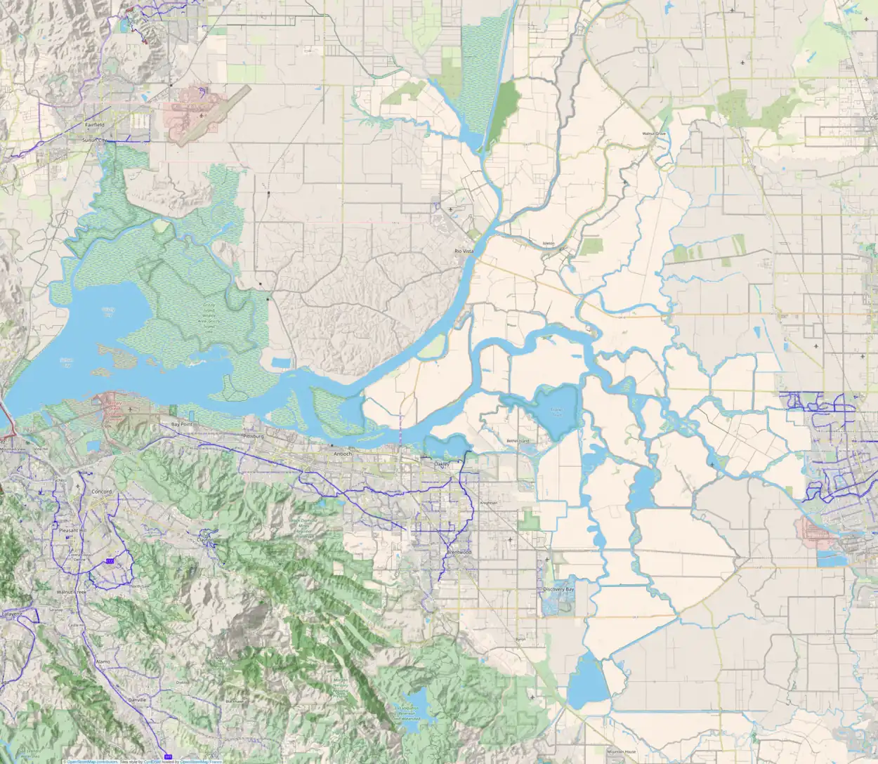 Location of Clifton Court Forebay in California, USA.