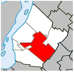 Location within Urban Agglomeration of Longueuil.