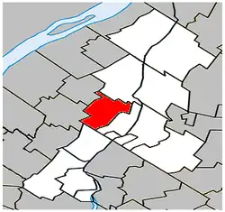 Location within La Vallée-du-Richelieu RCM.