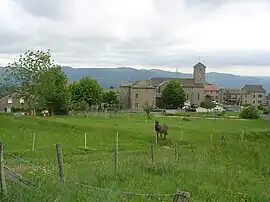 The church and surrounding buildings in Saint-Jeure-d'Andaure