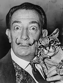 Surrealist Salvador Dalí with the flamboyant moustache he popularized