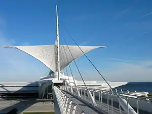 The Reiman Bridge provides pedestrian access to downtown Milwaukee