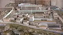 Model of the processional way at Ancient Delphi, without much of the statuary shown.