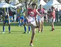 Canada's Scott Fleming kicks one of eight goals against Sweden in round 2