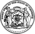 The second Wisconsin state seal, used from 1851 to 1881.